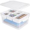 Creahaus Scatola portaoggetti multiuso da 17 QT con vassoio rimovibile, scatola in plastica con scomparti, organizer portatile per cucito, perline, medicine, strumenti (bianco)