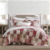 Laura Ashley - Set copripiumino matrimoniale, biancheria da letto reversibile in cotone con federe abbinate, decorazione per la casa ispirata al patchwork (celina patchwork rosso, matrimoniale)