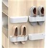 Yocice Scarpiera da parete con strisce adesive per appendere, organizer per scarpe in plastica, porta scarpe da porta (SM03-bianco-4)