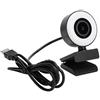 Lazmin112 Webcam con Microfono, Fotocamera per Computer USB 1920 X 1080P HD con Luce, Plug And Play, per Chat Video, Videoconferenza o Streaming Live