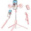 GREATRICH 1.7m Bastone Selfie Treppiede con Luce, Cavalletto Telefono per Registrazione Video Compatibile con iPhone e Android Smartphone, Tripod Selfie Stick per TikTok YouTube Rosa