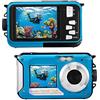 Couleeur Fotocamera Digitale Impermeabile,Couleeur Macchina Fotografica Subacquea Full HD 2.7K 48MP Doppio Schermo Anti-Shake con Microfono LED Autoscatto e Zoom Digitale 16X per Bambini Adolescenti(Blu)