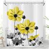 Hnmdmyi Tenda da doccia Fiori 90x180, Giallo e Grigio Daisy Fiore Elegante Fiore Selvatico Design Fattoria Poliestere Impermeabile Tessuto Lavabile Tenda da bagno con Gancio