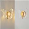 LIGKIN Applique da parete LED 12W Farfalla dorata Acrilico Bambino Scala