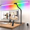 Jeebel Lampada da Scrivania RGB a Doppia Testa 22W 75cm Dimmerabile con Base | Luce da Tavolo LED a Collo Cigno con Modalità RGB, Telecomando, Doppia Rotazione, Dimmerazione Continua per Ufficio/Lettura