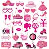 CavspkArt Set di 30 accessori per cabina fotografica per feste di Barbie, colore rosa, per donne e ragazze, accessori per cabina fotografica per selfie di Barbie, accessori per feste di compleanno per ragazze