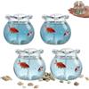 Generico Lotto di 4, Candele Artisanali in Vetro Mini Bacino Pesci con Decor Koi, Stile Oceano Romantico, Ideale come Decorazione d'Interni e Regalo d'Occasion
