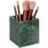 TABHOUKIT Portaspazzolino in marmo naturale, verde nerastro, 8,5 x 8,5 x 10 cm | Portaspazzolino elettrico, organizer da bagno, per pennelli da trucco, utensili, lavandino del bagno, accessori da toeletta