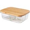 My Home Contenitore in vetro borosilicato con 3 scomparti e coperchio in bambù