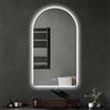 Archaluxe Specchio da bagno con illuminazione, 60 x 100 cm, specchio da bagno a LED curvo, con interruttore touch, dimmerabile, 3 colori di luce, per bagno