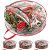 iespell Confezione da 3 sacchetti portaoggetti per ghirlande natalizie, 76 x 20 cm, grandi, rotondi, in PVC trasparente con doppia cerniera, contenitore resistente per ghirlande, ghirlande e decorazioni