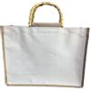 Enigmaire Borsa Juta con Manico in Bambù Artistico, Borsa Juta da Rivestire Uncinetto, Borsa da Donna in Juta, Tote Bag Tela, Multiuso Pochette in Juta, Borsa per la Spesa Portatile