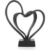 Aoneky Scultura a Doppio Cuore in Ferro - Statua d'Amore per Anniversario di Matrimonio, Regalo di San Valentino - Decorazione Romantica per Soggiorno Casa (Nero)