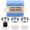 EHOP Set di 3 Portasapone Magnetici da Parete - Made in France, Portasapone con Ventosa Senza Forare per Sapone Solido, Organizer per Bagno, Doccia e Cucina