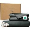 Ferò Set Copripiumino Matrimoniale 240x220, 2 Federe 50x75, Pregiato Raso di Cotone 300TC Fibra Lunga, Set Copripiumino Matrimoniale Cotone, Duvet Cover, Sacco Copripiumino Matrimoniale, Abete