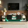 JiaOyu Mobile TV con luci a LED per TV fino a 85 pollici, moderno e lucido, con spazio di archiviazione e ripiani in vetro aperti per soggiorno, camera da letto (nero)