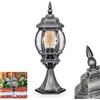 hofstein Lampada da terra HOFSTEIN Lentua, lampada esterno in metallo/plastica nero/argento/trasparente, giardino stile antico/rustico/vintage/retrò per giardino, esterno, cortile, altezza 50 cm, E27, IP44