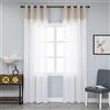 GIRASOLE HOME Coppia Tende Bianche Semi Trasparenti Orlo Superiore Beige Merlettato a Quadretti Tenda Misto Lino Stile Shabby Chic per Camera Balcone Finestra e Interni 2 Pannelli con Occhielli (Beige, 140x280cm)