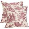 aportt Set di 2 federe per cuscini in stile country francese, 45 x 45 cm, vintage, in cotone e lino, poliestere, decorative, per camera da letto, divano, soggiorno, sedia, ufficio
