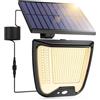spqment Lampade solari per esterni con sensore di movimento, lampada solare a LED - 5 m cavo 288 LED solare caldo faretto esterno 3 modalità lampada esterna IP65 impermeabile 270° lampada solare da giardino
