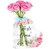 SERYUUT Vaso in acrilico a forma di cuore con fiori, regalo per la festa della mamma, a forma di cuore con fiori, decorazione e regalo per mamma, compleanno, Natale, migliore mamma