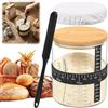 CBWERBB Kit per principianti di lievito naturale, 1500 ml, contenitore in vetro a bocca larga per pane con lievito naturale con coperchio in bambù, fascia di alimentazione contrassegnata con data