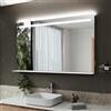 SIRHONA Specchio LED Bagno 140 x 85 cm, anti-appannamento, luminosità dimmerabile e 3 colori regolabili, dimmerabile, memoria, specchio da parete bagno con LED mensola, presa, impermeabile Ip44