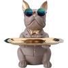 Zyqixluk Statua di Bulldog Francese Decorazioni per la casa Moderne Scultura di Animali Statue di Cani in Resina Statua di maggiordomo di Cani con Vassoio Sculture Decorative del Bulldog,E4