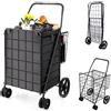COSTWAY Carrello Portaspesa Pieghevole, Carrello Spesa con Ruote Girevoli a 360° e Borsa Impermeabile Removibile, Capacità di Carico 40 kg, 102L, 61 x 60 x 102 cm