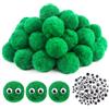 TOAOB THE ONE AND ONLY BABY TOAOB 50 Pezzi Pompom per Lavoretti 50mm Pompon Verde | Con Occhi Mobili, Grandi Palline Di Feltro, per Cucito Fai Da Te Decorazioni Festa Artigianato