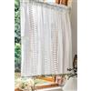 A.Monamour Tenda Corta Per Piccola Finestra Bianca Semi Trasparente Geometrica Cotone Uncinetto Pizzo Con Pompon Mantovana Mezza Per Cucina Bistrot Caffè Porta Finestra a Vetro