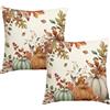 Artoid Mode Set 2 Federe Cuscini Autunnali Zucche Piante Arancione 45x45cm | Stagionali Fall Decorazioni per Divano Salotto