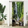 Xiaoterna Tenda da doccia natura Primavera Cascata Tenda da bagno Giungla tropicale verde foresta paesaggio muschio pietra fiume lavabile tenda da doccia Decorazione bagno impermeabile 90x180cm