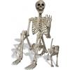 Bstalpine 2 decorazioni per Halloween, scheletro da 165 cm con cane, scheletro per Halloween, decorazione per esterni, XL, articolazioni mobili per giardino e prato