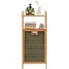 GIANTEX Cesto Portabiancheria a Ripiani in Bambù Salvaspazio | Mobile Portabiancheria con Mensola per Bagno, 40,5x33x95,5cm, Naturale