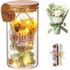 Kssvzz Luce a LED a forma di bottiglia, salvadanaio, regalo di nozze | Just Married - Bomboniera per matrimonio con fiori secchi, ciondoli e luci a LED. Confezione regalo per matrimoni