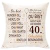 Hasodeo Federa per cuscino per 40° compleanno, 45 x 45 cm, con scritta in lingua tedesca Alles Gute zum 40° Geburtstag, rotonda, regalo di compleanno per donna e uomo, federa decorativa per divano