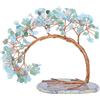 Nupuyai Albero di cristallo verde di avventurina e acquamarina con base di fetta di agata, statuette di albero dei soldi Fengshui ornamento per casa ufficio decorazione di nozze