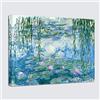 Wieco Art MON0023-3040 Riproduzione del quadro ad olio "Le Ninfee", di Claude Monet, stampa Giclée su tela, da appendere, per la decorazione della casa