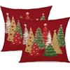 ZWJD Cuscini Natalizi per Divano 2 Pack Federe Cuscini Divano 40x40 Federe Cuscini Natalizi Lino Cuscini per Divano per Natale Decorazioni Casa