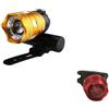 Zerodeko 2 Pezzi Faro Anteriore Bici USB Ricaricabile in Alluminio Oro | Supporto Regolabile, Montaggio su Manubrio o Casco, Formato Compatto, per Bici Ibride e Guida Notturna