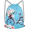 Anceky Zaino con coulisse, borsa da palestra con coulisse, borsa da nuoto con fiori e bicicletta blu per uomo e donna