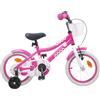 Plumbpyr Bicicletta per bambini da 14 pollici, rosa, per 3-5 anni, con manubrio regolabile, sedile e freno, telaio in acciaio, parafango e campanello, leggera due ruote per il tempo libero, escursioni