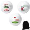 NULAOBA Set regalo di 3 palline da golf, divertenti palline da golf natalizie, simpatici pupazzi di neve per golfisti, palline da golf personalizzate per compleanno, uomini e donne, appassionati di