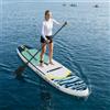 Plumbpyr Tavola da SUP con sedile 2 in 1, 335 x 76 x 15 cm, verde, gonfiabile in PVC, con pagaia in alluminio, guinzaglio, pinna e borsa per il trasporto, per il tempo libero, acqua, lago, fiume