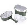 Milageto Gavetta in Alluminio con Coperchio Leggero Pentola da Campeggio Stoviglie per Escursionisti, Contenitore Per Il Pranzo Militare Tedesco Verde Senza Supporto Per Fornello
