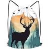Anceky Zaino con coulisse, borsa da palestra con coulisse, borsa da nuoto Elk and Birds per uomo e donna