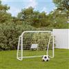 Plumbpyr Porta da calcio con rete bianca, 125 x 96 cm, telaio in acciaio verniciato a polvere, dispositivo di allenamento per giardino, prato, tempo libero, trasportabile e pieghevole, con ancoraggio