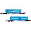 Arnold HN9765 2-Einheiten-Pack, 4-Achs-Containerwagen, grau, mit 2 x 20' + 1 x 4