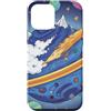 Kidcore Cartoon Style Solar System Gifts Custodia per iPhone 12 mini Blue Cosmic Planet Rocket Planets, graziosa opera d'arte spaziale retrò